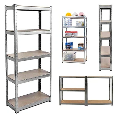 Image of EFAN Garage Shelving Units 180cm x 90cm 40cm, 5 Tier Galvanised Heavy Duty Metal Storage Racking Boltless Shelves Shelf, Ideal For Workshop, Shed, Office, Kitchen, 175KG Per Shelf Capacity