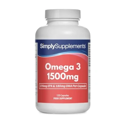 Image of Omega 3 1500mg 270mg EPA &amp; 180mg DHA Per Capsule 120 Capsules Manufactured in The UK