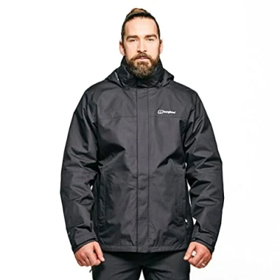 Image of Berghaus Men&#039;s RG Alpha 3 in 1 Waterproof Jacket with Removable Fleece, Extra Comfort, Lightweight Coat, Black, XS