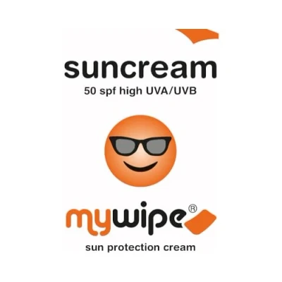 Image of Mywipe Travel Suncream Lotion Sachet Factor 50 SPF and UVA 8 Moisturising Sunscreen Suitable for All Skin Types 1 4g size 60 x 80mm