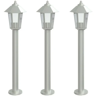 Image of vidaXL Outdoor Floor Lamps 3pcs Silver 80 cm Stainless Steel