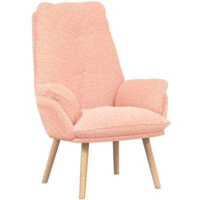 Image of Relaxing Chair Pink Curly Wool like Fabric vidaXL
