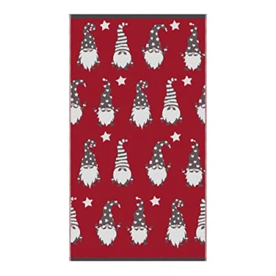 Image of Fusion Red Christmas Gonks Hand Towel 2 Pack (50 x 90cm) Soft &amp; Fluffy 100% Cotton Gnomes Santa Towels Bathroom Decorations/Bathroom Accessory