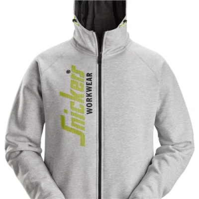 Image of Snickers Logo Full Zip Hoodie Grey Melange XL