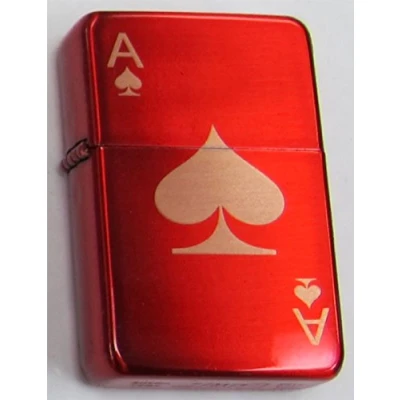 Image of Lucy G Red Ace Of Spades 299 Personjalised Engraved Star Petrol Lighter In Gift Tin