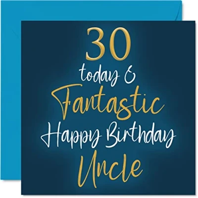 Image of Fantastic 30th Birthday Cards for Uncle 30 Today &amp; Happy Card from Niece Nephew, Gifts, 145mm x Greeting Gift