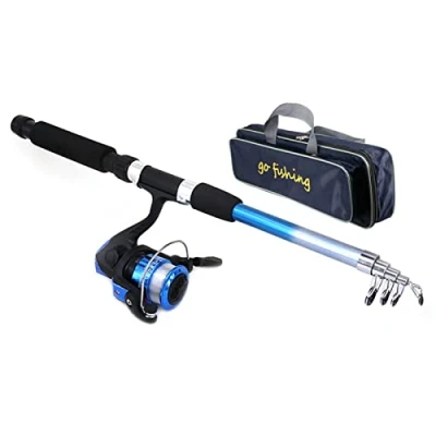 Image of Beginners Fishing Kit Set, Kids Telescopic Rod and Reel Combo Set,with Portable Carry Bag, Reel,