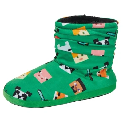 Image of Minecraft Slipper Boots Green UK 12 Child