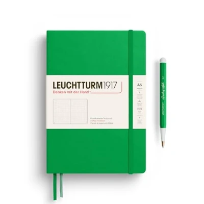 Image of LEUCHTTURM1917 372193 Notebook Medium (A5), Hardcover, 251 Numbered Pages, Spring Leaf, Dotted
