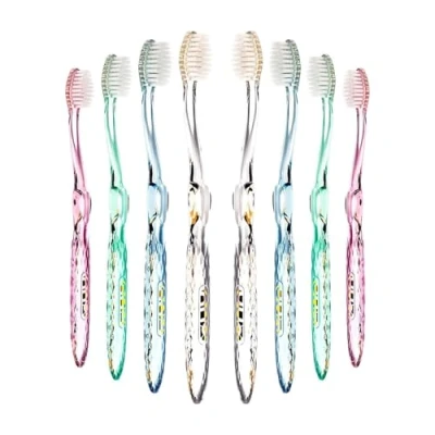 Image of Nano b Rainbow Pack of 8 Antibacterial Toothbrush with Silver Impregnated Bristles