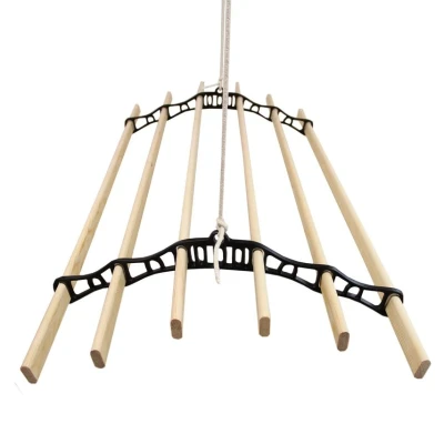 Image of Clothes Airer Ceiling Mount Pulley System Traditional Clothing Dryer 6 Lath Laundry Rack Rail 2 4 Hour Drying 200cm x 56cm Black &amp; Ethically Sourced Pine Wood