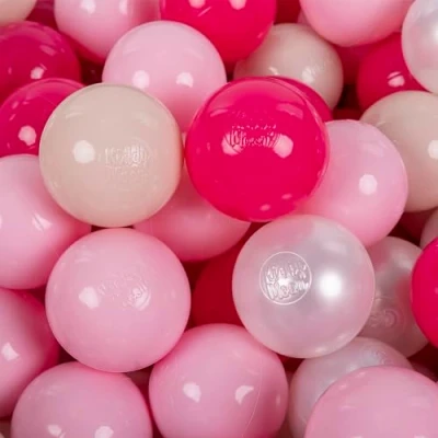 Image of KiddyMoon Soft Plastic Play Balls 100 Balls/7Cm 2.75In Multi Colour Made In EU, Pastel Beige/Light Pink/Dark Pink
