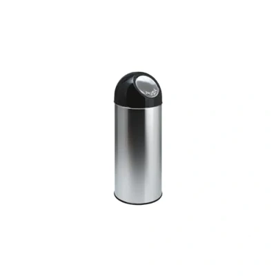 Image of Chabrias Stainless Steel Kitchen Bin Hygienic, Easy to Use, 55L Capacity, Push Top Lid, (Stainless Steel, 55 Litre)