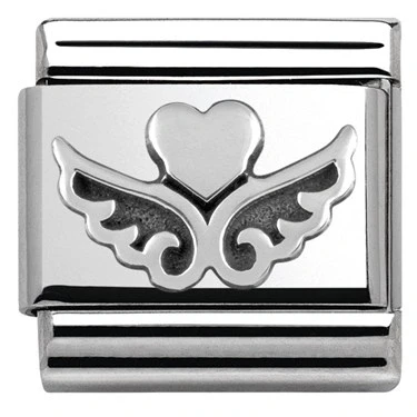 Image of Nomination Silver Heart On Wings Charm