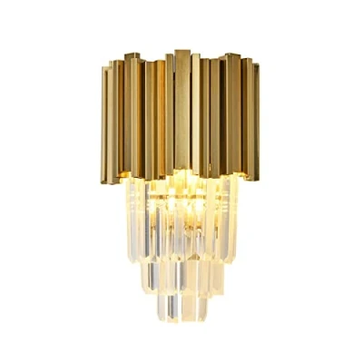 Image of NICRX 35cm E14 Gold Base &amp; Crystal Glass Wall Sconces Lamp,Modern Lamp Golden Light for Living Room