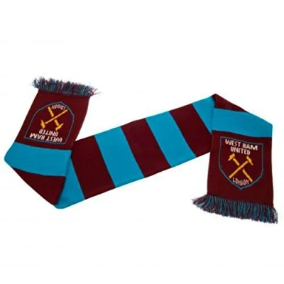 Image of West Ham United Crest Bar Scarf by Westham Co, Multi, 4 1/2 feet