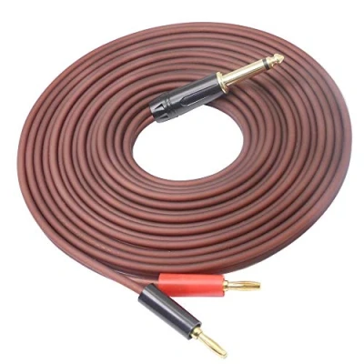 Image of XMSJSIY 1/4 TS to Banana Plug,6.35mm Phono Plug Speaker Audio Cable,Gold Plated Male Dual Plugs OFC HiFi Wire for DJ Application, Mixer, Headphone Jack (5 Meter)