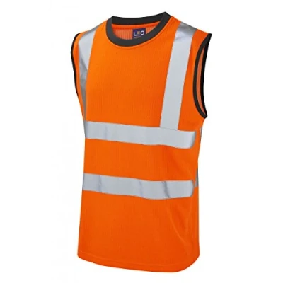 Image of Leo Workwear Ashford High Visibility Comfort Poly/Cotton Generous Fit Hi Vis Vest, 6X Large, Orange