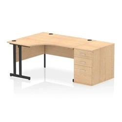 Image of Impulse 1400 LH Crescent Desk Cantilever Maple/Black 800 High Ped