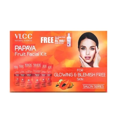 Image of VLCC Papaya Fruit Facial Kit for Glowing &amp; Blemish Free Skin 300g+100ml (Salon Series)