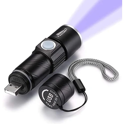 Image of UV Torch Rechargeable, WESLITE Mini LED Black Light 395nm Ultraviolet Blacklight Flashlight Zoomable Dog Cat Pet Urine Finder Stain Detector Light(Built in Rechargeable Battery)