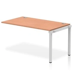 Image of Impulse Bench Single Row Ext Kit 1400 Silver Frame Desk Beech