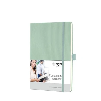 Image of SIGEL CO682 Conceptum Notebook, squaRed, approx. A5, Green, hardcover, 194 pages
