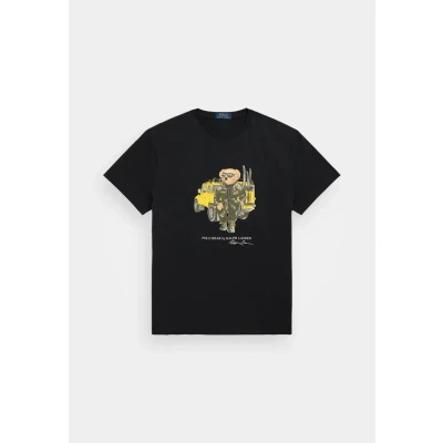 Image of POLO Ralph Lauren Classic FIT bear Jersey T Shirt Print Tshirt, Men&#039;s, Size: Small, Black defender