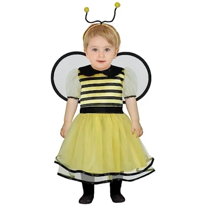 Image of FIESTAS GUIRCA Little Bee Baby Fancy Dress Costume Black and Yellow incl. Wings &amp; Headband Girls Age 12 18 Months