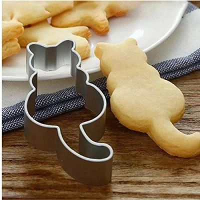 Image of Kitchen Cookie Cutter Cat Shaped Aluminium Mold Cake Cookies Pastry Baking Mould Decorating Tools 1pc
