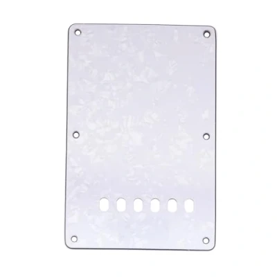 Image of Musiclily 6 Hole ST Back Plate Tremolo Cavity Cover for China Squier Electric Guitar, 4Ply White Pearl