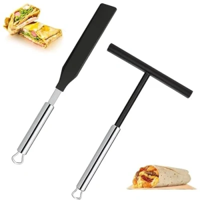 Image of Crepe Spreader and Spatula, Spatula Set, Non Stick Kit for Crepes, Stainless Steel Tools Spreaders Kitchen Baking Pancake