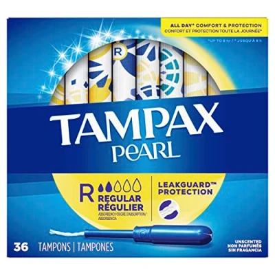 Image of Tampax Pearl Plastic Unscented Tampons, Regular 36 Count