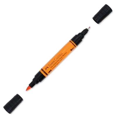Image of Faber Castell Art &amp; Graphic Pitt Artist Pen Dual Marker India Ink, Orange Glaze, Single Pen, For Art, Craft, Drawing, Sketching, Home, School, University, Colouring
