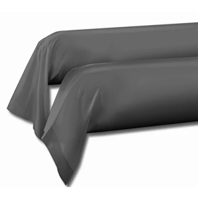 Image of Home Passion 61350 Pack of 2 Cushion Covers Neck Bolster Cotton Dark Grey 185 x 85 cm