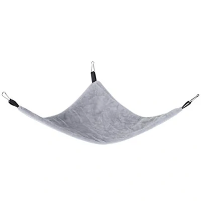 Image of Pssopp Small Pet Hammock Triangle Cage Hanging Bed Accessories for Hamster Squirrel Sugar Glider Guinea Pig Mice Rats Birds(Grey)