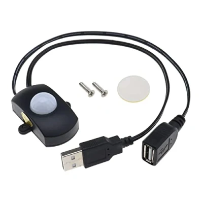 Image of YINETTECH PIR Motion Sensor Switch DC 5V 24V 4A Occupancy for LED Lighting Infrared Detector Automatic Strip USB Interface Black