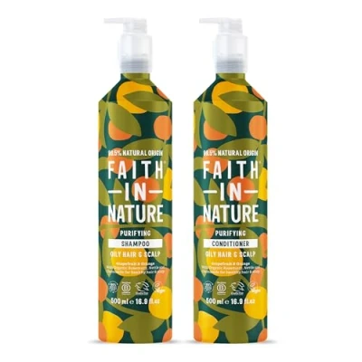 Image of Faith In Nature Natural Shampoo &amp; Conditioner Set Aluminium Bottles Vegan Cruelty Free, No SLS or Parabens 2 x 500ml, Grapefruit Orange