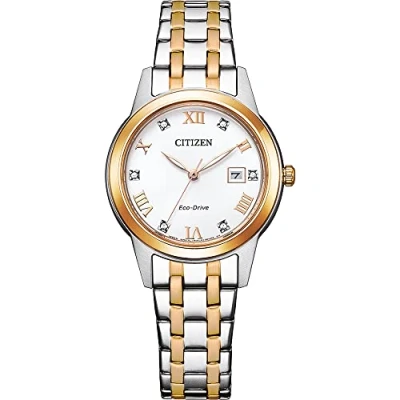 Image of Citizen Women Analogue Eco Drive Watch with Stainless Steel Strap FE1246 85A