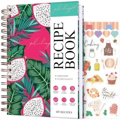 Image of PLANBERRY Recipe Book Blank Hardcover Cookbook to Write in Your Own Recipes Empty Cook Journal Fill Family Notebook 60 Recipes, 14x21cm (Dragon Fruit)
