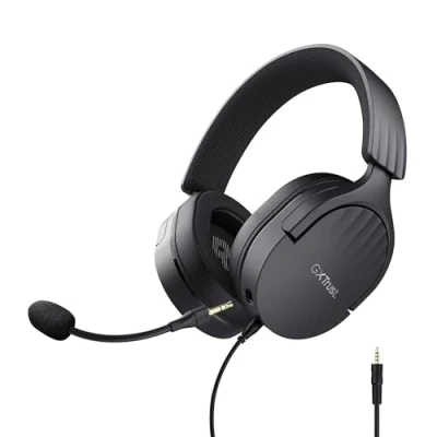 Image of Trust Gaming GXT 489 Fayzo Headset for PC, PS5, PS4, Xbox Series XS, Switch, Mobile, 3.5 mm Jack, 85% Recycled Plastics, Over Ear Wired Headphones with Noise Cancelling Microphone Black