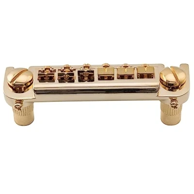 Image of Musiclily Pro 52.5mm Badass Style Adjustable Wraparound Bridge Tailpiece for Epiphone Les Paul Junior LP Guitar, Gold