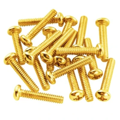 Image of Musiclily Basic 3.5x20mm Metal Metric Thread Strat Style Single Coil Pickup Mounting Screws for Stratocaster ST Electric Guitar, Gold(Set of 20)
