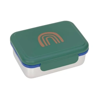 Image of LÄSSIG Children&#039;s Lunch Box Stainless Steel Breakfast Sustainable Nursery School Little Gang Rainbow Green