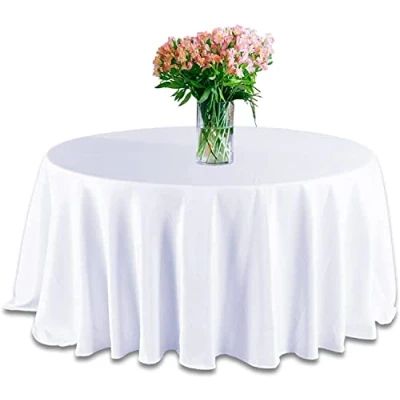 Image of Polyester Tablecloth 70&#039;&#039; Home Decor Wedding Small Big Sizes Red Purple Royal Blue Ivory Round Cover Made in UK (WHITE)