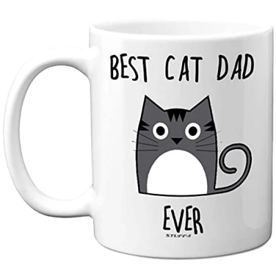 Image of Stuff4 Best Cat Dad Ever Mug, 11oz Ceramic Dishwasher Safe Premium Mugs, Gifts for Cats Lovers, Gifts, Cute Mugs Men, Funny Coffee Mug
