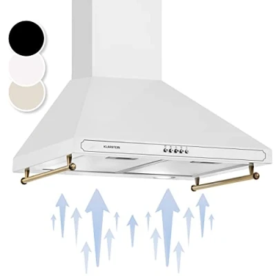 Image of Klarstein 60cm Angled Extractor Fan for Kitchens, Exhaust Hood w/Dishwasher Safe Aluminium Grease Filter, Quiet and Powerful 645m3/h Airflow, LED Lighting, Degreasing