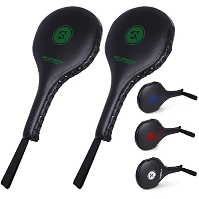 Image of AQF Focus Paddles Taekwondo Kick Pads Racket Pair for Karate Boxing Martial Arts Training Equipment Target Kickboxing 2 Piece (Green)