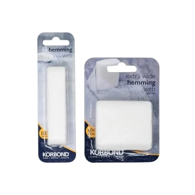 Image of KORBOND Hemming Web 18m = 8m x 60mm + 10m 20mm Extra Wide and Standard width Suitable for Clothing Curtains Adhesive Fabric Tape, Webbing Tape Invisible Mending
