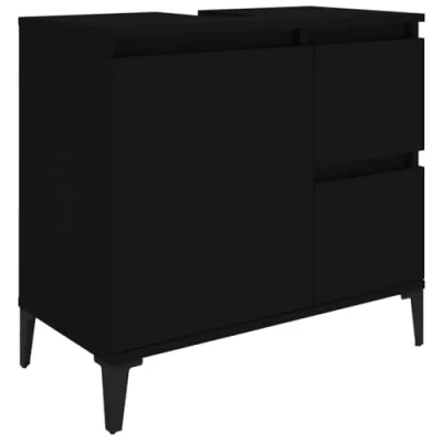 Image of vidaXL Bathroom Cabinet Black 65x33x60 cm Engineered Wood